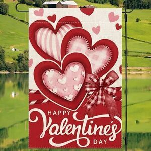 Happy Valentine Welcome Garden Flag Double Sided With Heart Farmhouse New Decor